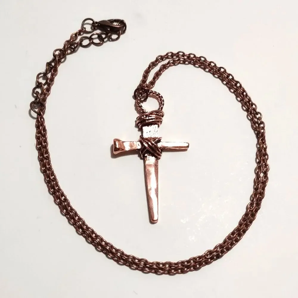 Cross Necklace Medieval Copper Christian Crucifix Christmas Birthday Gift - NEW!